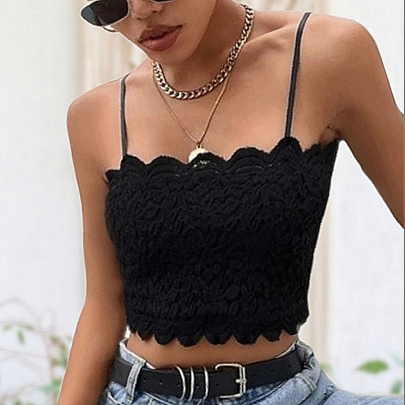 LACE CAMISOLE CROP TOP - Picture 2 of 5